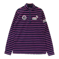 サイズ：1 PEARLY GATES パーリーゲイツ  ハーフジップ 長袖Tシャツ ボーダー柄 ネイビー系 [240101615161] ゴルフウェア レディース ストスト