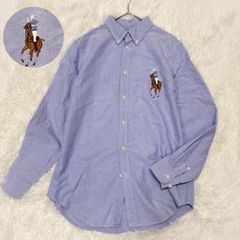 あ*ん様 ラルフローレン ブルーシャツ ビッグポニー 160 L Ralph Lauren ラルフローレン ビッグポニー刺繍 オックスフォード BD