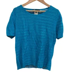 美品 MISSONI SPORT ミッソーニ 半袖 ストレッチ ニットカットソー サイズ42 ブルー レディース 古着 中古 USED