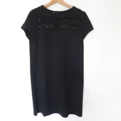 美品 ESCADA SPORT エスカーダスポーツ ストレッチ 半袖 レース ワンピース 36 ブラック レディース 古着 中古 USED