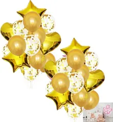 HAPPY SUGAR ハート バルーン アルミ パーティー 飾り 赤 飾り付け 風船 キラキラ 4種 誕生日 記念日 お祝い クリスマス 装飾 (ゴールド_2セット)