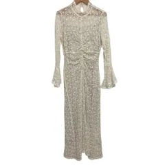 美品 23AW LILY BROWN リリーブラウン シュリンクレースギャザーリングワンピース シアー ロングドレス LWFO234194 0 アイボリー レディース 古着 中古 USED