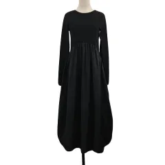 ケイビーエフ KBF アーバンリサーチ ワンピース フレア ロング 切替 ギャザー 無地 長袖 One 黒 ブラック