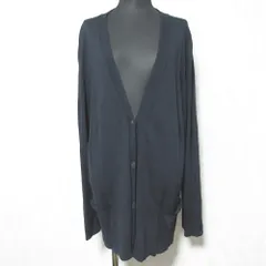 美品 Max Mara マックスマーラ シルク ロングニットカーディガン サイズL ダークネイビー レディース 古着 中古 USED