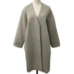 ジーナシス JEANASIS コート ノーカラー シングル ロング 無地 ダンボール 長袖 F グレー ベージュ