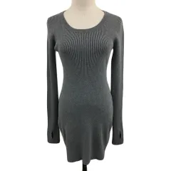 スライ SLY ワンピース ニット タイト ミニ ラウンドネック リブ 無地 長袖 1 グレー