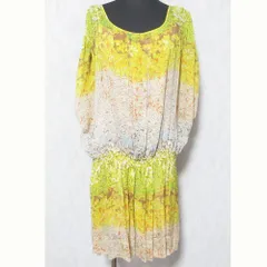 美品 Diane von Furstenberg ダイアンフォンファステンバーグ ALICE 総柄 ウエストギャザーチュニック ワンピース サイズ2 イエロー レディース 古着 中古 USED