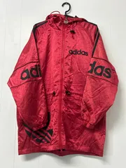 MF 90s アディダス ベンチコート デサント 色褪せあり　レッド　L