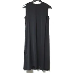 美品 Ballsey ボールジィ ノースリーブ ひざ丈 マットサテン Aラインワンピース サイズ34 ダークネイビー レディース 古着 中古 USED