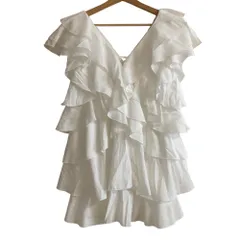 美品 24SS COCODEAL Luxe ココディールリュクス ラッフルフリルミニワンピース 74215310 サイズ2 ホワイト レディース 古着 中古 USED