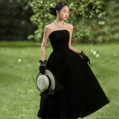 美シルエット＊ブラックドレス ウェディング 前撮り 韓国フォト ベロア