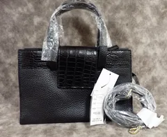 美品 未使用 定価18万円 クロコダイル×レザー ハンドバッグ ショルダーバッグ 2WAYバッグ ブラック レディースバッグ