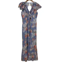 美品 25SS LILY BROWN リリーブラウン ヴィンテージプリントシフォンワンピース サイズ1 ブルー レディース 古着 中古 USED