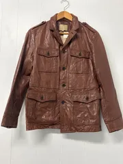 MF　バナナリパブリック 牛革 レザージャケット 肉厚 ライダース ブラウン　M