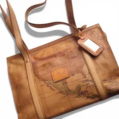 プリマクラッセ ショルダーバッグ 地図柄 ブラウン
