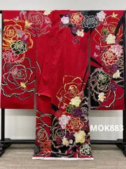 振袖 仮絵羽 刺繍 金彩 舞台衣装 正絹 未仕立て品 八掛付き MOK883