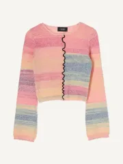 CIDER ストライプ クロップド ニット