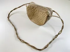 ★Hamano 濱野皮革工藝 ハマノ オーストリッチ ショルダーバッグ ポシェット ベージュ 斜め掛 本革 レディース ■管理2M161