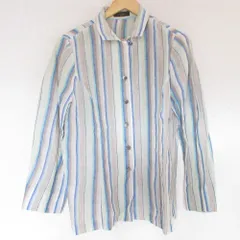 美品 Leilian レリアン リネン 長袖 ストライプシャツ サイズ13 マルチカラー レディース 古着 中古 USED