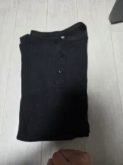 UNIQLO U ワッフル ヘンリーネック ブラック XL