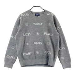 サイズ：1 PEARLY GATES パーリーゲイツ  ウール混 ニットセーター ロゴ ニコちゃん総柄 グレー系 [240101589907] ゴルフウェア レディース ストスト