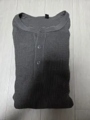 ユニクロ ワッフル ヘンリーネック グレー XL