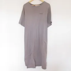 良品 AMERICANA アメリカーナ ロゴプリント サイドジップ 半袖 ロング カットソーワンピース グレー レディース 古着 中古 USED