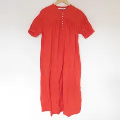 美品 22SS Ray BEAMS レイビームス ギャザーボリュームワンピース 半袖 ロングドレス オレンジ レディース 古着 中古 USED