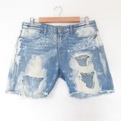 良品 POLO RALPH LAUREN ポロラルフローレン ASTOR BOY FRIEND クラッシュ加工 ブリーチ デニムショートパンツ W27 ブルー レディース 古着 中古 USED