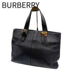 BURBERRY バーバリー レザー トートバッグ ブラック 黒 ゴールド金具