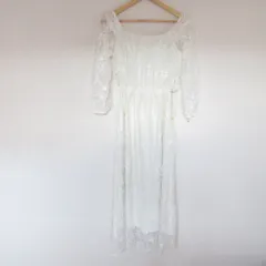 良品 LILY BROWN リリーブラウン レースオフショルワンピース 長袖 ロングドレス F ホワイト レディース 古着 中古 USED