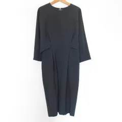 美品 GREEN LABEL RELAXING グリーンレーベルリラクシング ユナイテッドアローズ ダブルクロス ストレッチ 長袖 ワンピース 38 グレー レディース 古着 中古 USED