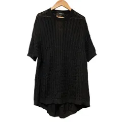 美品 22SS Theory セオリー SAG HARBOR SCULPTED CABLE PO リネン 半袖 ケーブルニット プルオーバー チュニック S ブラック レディース 古着 中古 USED