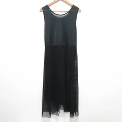 美品 UN3D. アンスリード メッシュ ドッキングノースリーブ ワンピース サイズ36 ブラック レディース 古着 中古 USED