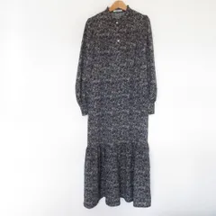 美品 OPAQUE.CLIP オペークドットクリップ 大草直子 コラボ フラワープリント 長袖 ロング シャツワンピース M ネイビー レディース 古着 中古 USED