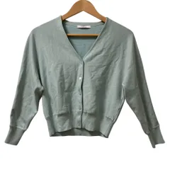 美品 ANAYI アナイ Vネック 長袖 クロップド ニット カーディガン ボレロ 38 ブルー レディース 古着 中古 USED