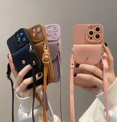 新品 カードポケット付き iPhoneケース 14-7&SE2全モデル対応 ショルダーストラップ装着可能 軽量薄型 シンプルデザイン 指紋防止コーティング 