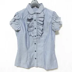 美品 NARACAMICIE ナラカミーチェ フレンチパフスリーブ フリル ブラウス 10-71-04-052 サイズ1 ネイビー レディース 古着 中古 USED