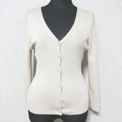 良品 ANAYI アナイ リブニット カーディガン サイズ38 ベージュ レディース 古着 中古 USED