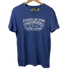 美品 POLO COUNTRY RALPH RAUREN ポロカントリー ラルフローレン ロゴプリント 半袖 Tシャツ S 170/92A ブルー メンズ 古着 中古 USED