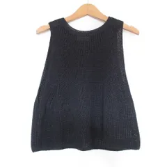 美品 24SS IENA イエナ クロップドニットベスト リネンブレンド プルオーバー カットソー ブラック レディース 古着 中古 USED