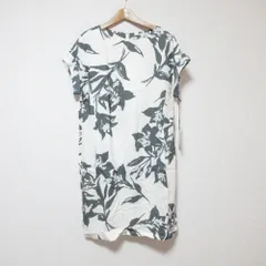 未使用 Diagram ダイアグラム レーヨン 麻 プリント 半袖 ワンピース 38 ホワイト レディース 古着 中古 USED