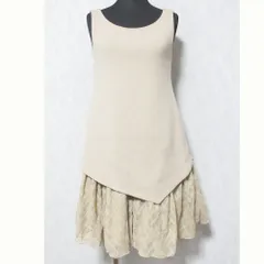 美品 DAISY LIN For FOXEY デイジーリン フォー フォクシー ノースリーブ ワンピース 31704 サイズ38 ベージュ レディース 古着 中古 USED