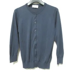 美品 JOHN SMEDLEY ジョンスメドレー クルーネック コットンニット カーディガン XS ネイビー レディース 古着 中古 USED
