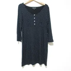 美品 agnes b アニエスベー ドット柄 ストレッチ ロングスリーブ ミニワンピース チュニック T2 ブラック レディース 古着 中古 USED