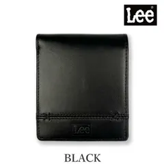 ブラック Lee リー クロスステッチ 二折 財布 スリム 本革 リアルレザー0520695