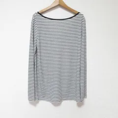 美品 NOBLE ノーブル 23SS 長袖 ディープVネックボーダーTシャツ ホワイト ブラック レディース 古着 中古 USED