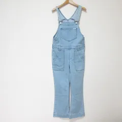 良品 Wrangler ラングラー フレア デニム オーバーオール オールインワン サロペット S ブルー レディース 古着 中古 USED