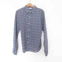 美品 agns b. アニエスベー フラワープリントブラウス 36 ネイビー レディース 古着 中古 USED