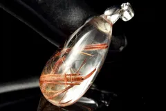 【１点物】シルバー925◇たっぷり針内包 ブロンズルチルクォーツ　31x14mm　ドロップ ペンダントトップ パワーストーン 天然石 _PC9009